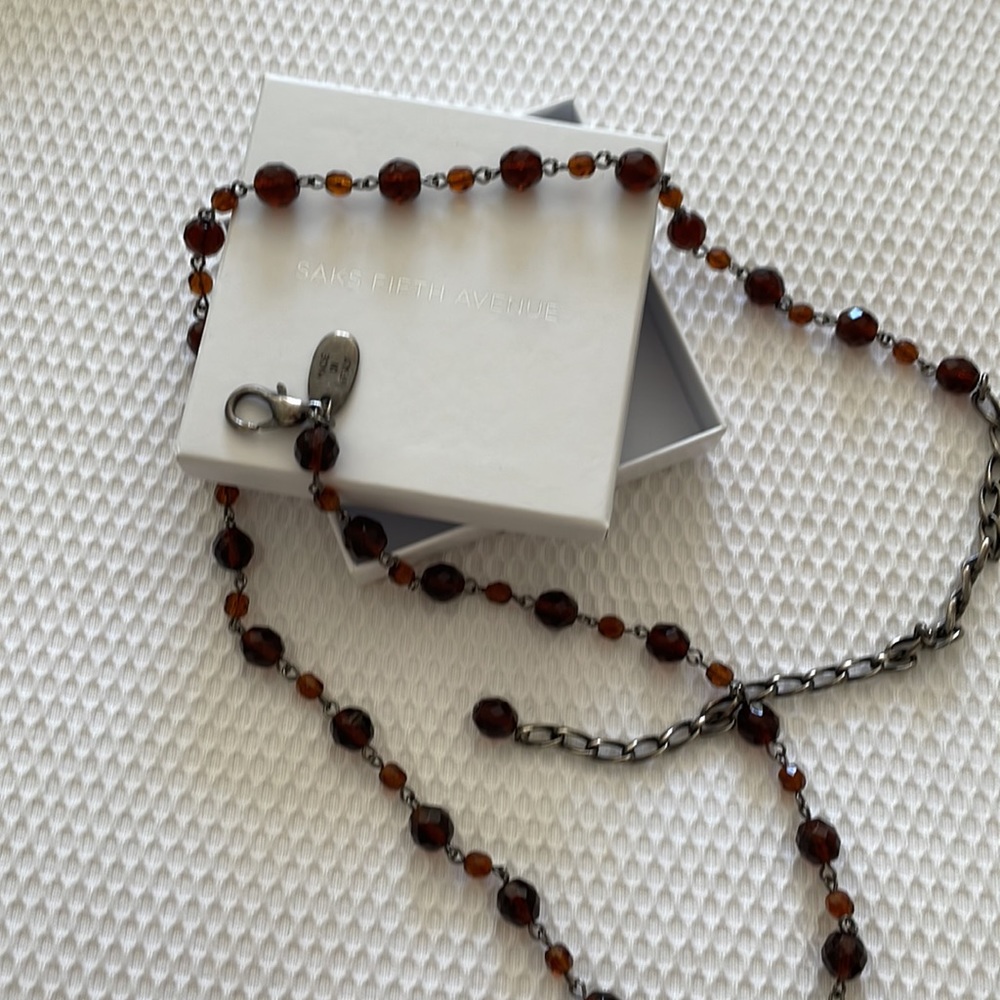 Made in Italy - long amber colored statement necklace!